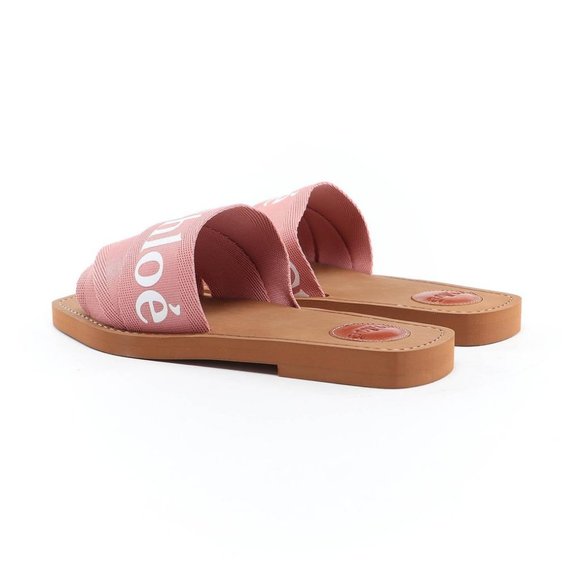 SOLD Chloe Woody Flat Logo Ribbon Slide Sandals - Picture 3 of 5